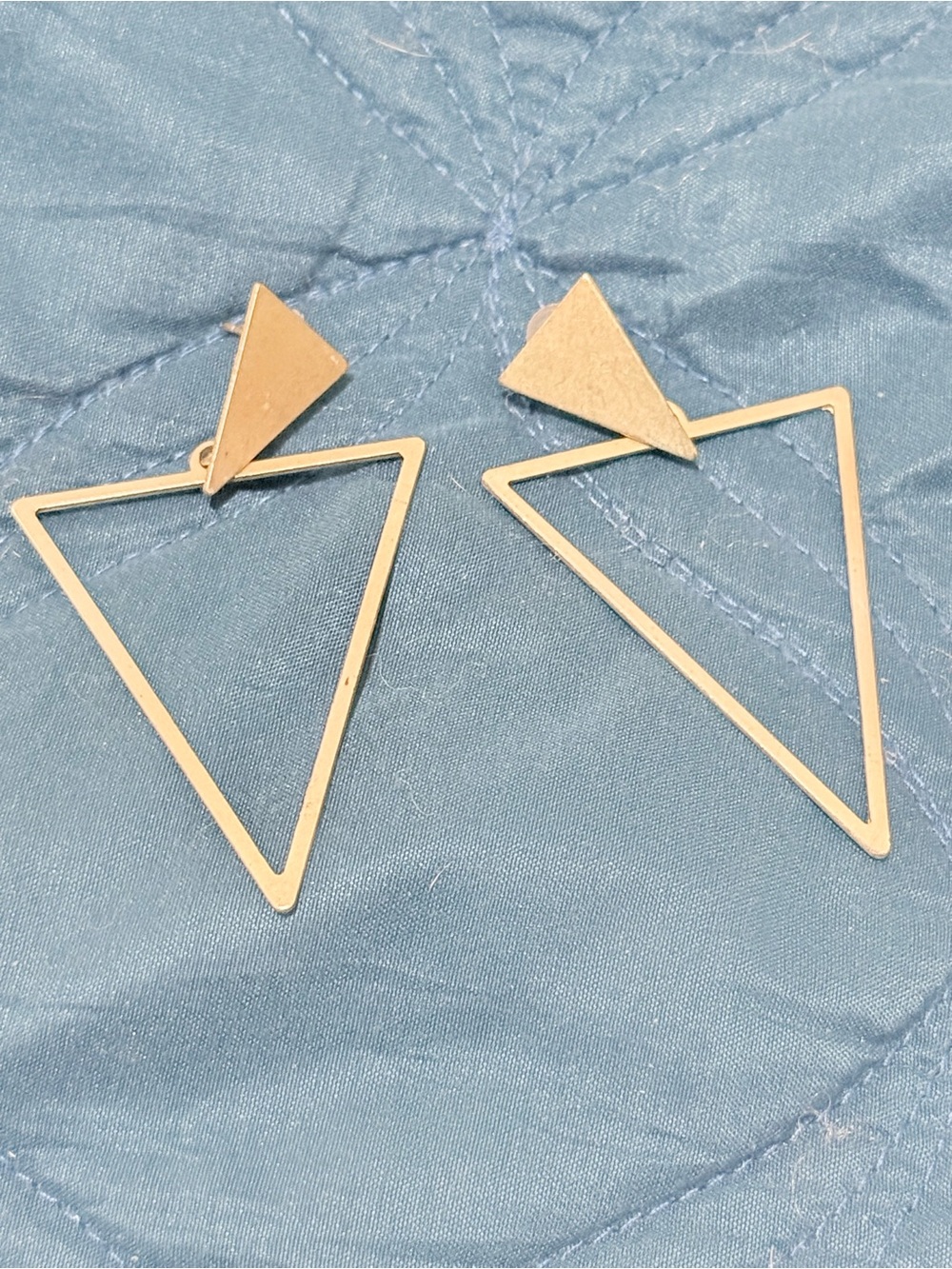 Gold Triangle Drop Earrings - Minimal Geometric Women Jewelry